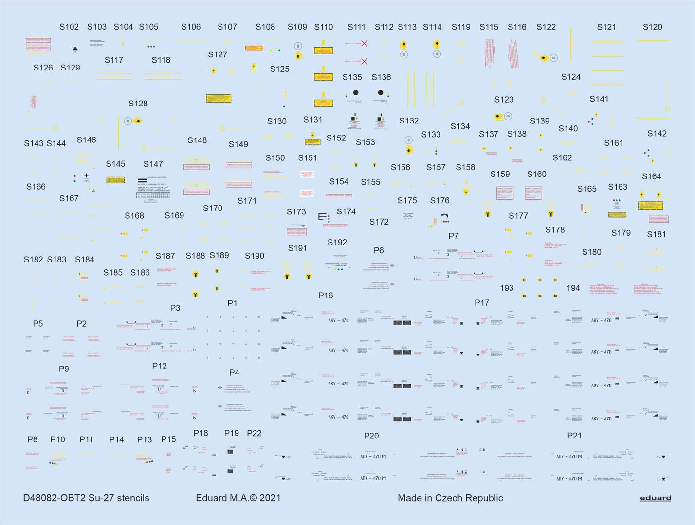 Eduard D48082 1:48 Sukhoi Su-27 stencils