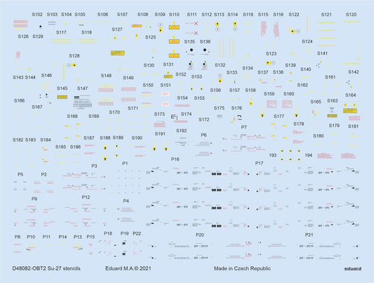 Eduard D48082 1:48 Sukhoi Su-27 stencils