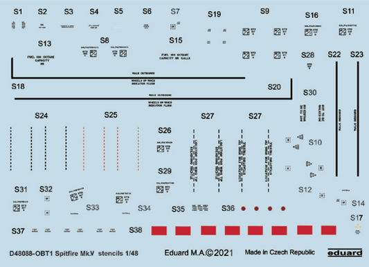 Eduard D48088 1:48 Supermarine Spitfire Mk.V stencils