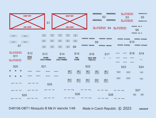 Eduard D48108 1:48 de Havilland Mosquito B Mk.IV stencils