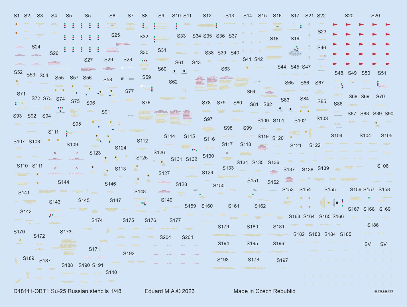 Eduard D48111 1:48 Sukhoi Su-25 Russian stencils to be used with Zvezda