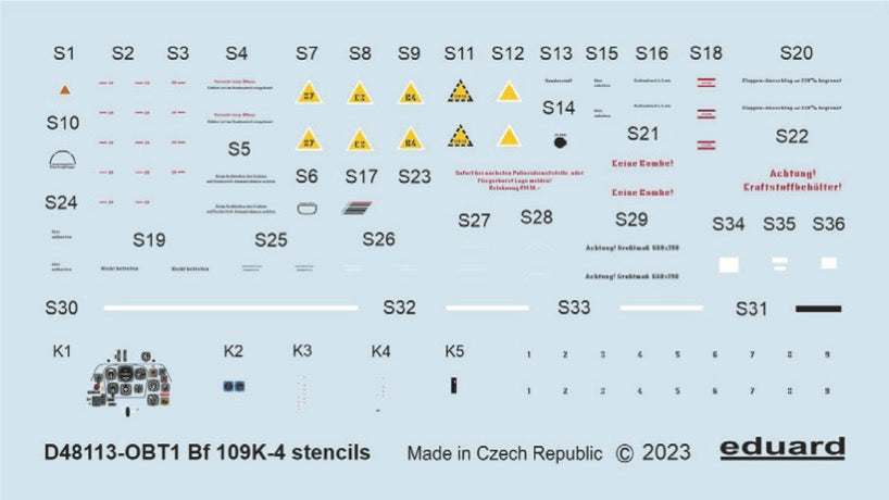 Eduard D48113 1:48 Messerschmitt Bf-109K-4 stencils