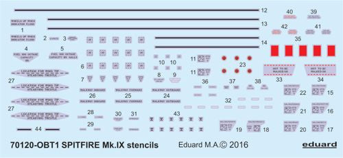 Eduard D72008 1:72 Supermarine Spitfire Mk.IXc stencils