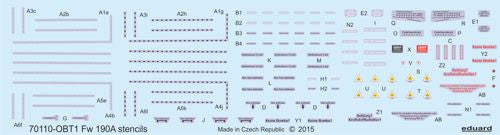 Eduard D72009 1:72 Focke-Wulf Fw-190A stencils
