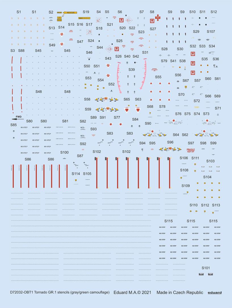 Eduard D72032 1:72 Panavia Tornado GR.1 stencils (grey/green camouflage)