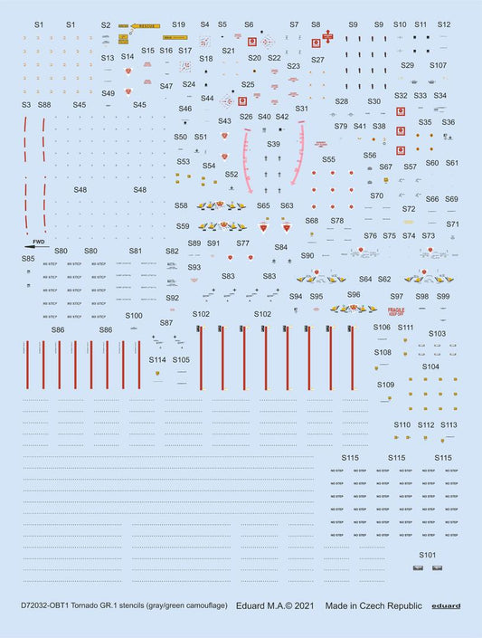 Eduard D72032 1:72 Panavia Tornado GR.1 stencils (grey/green camouflage)