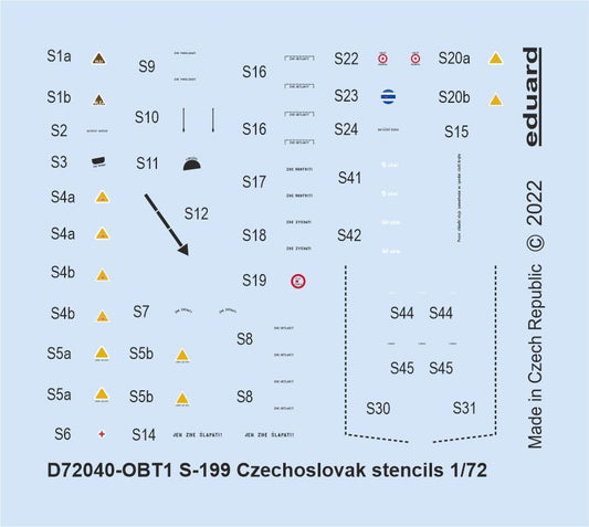 Eduard D72040 1:72 Avia S-199 Czechoslovak stencils