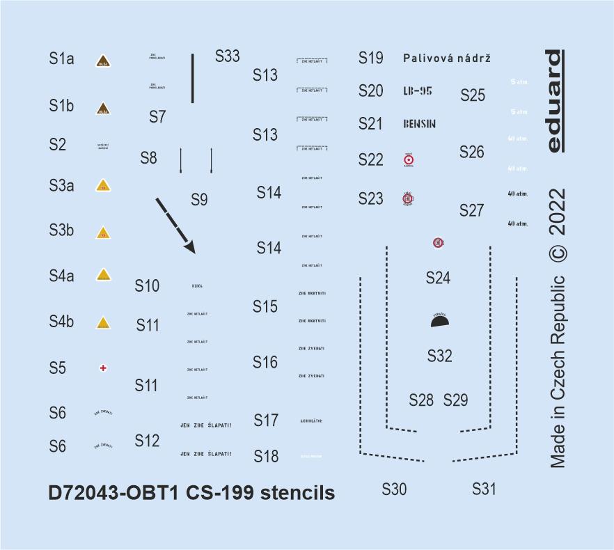 Eduard D72043 1:72 Avia CS-199 stencils