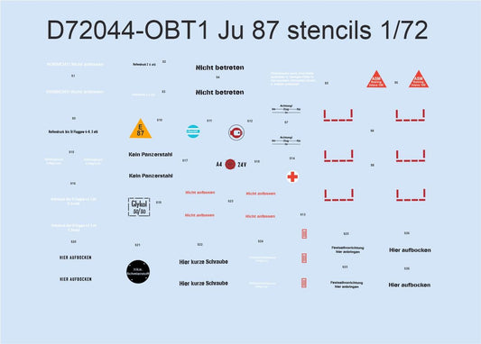 Eduard D72044 1:72 Junkers Ju-87 'Stuka' stencils