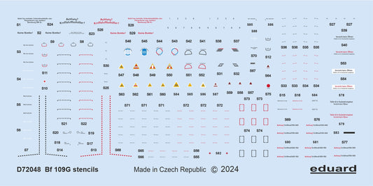 Eduard D72048 1:72 Messerschmitt Bf-109G stencils