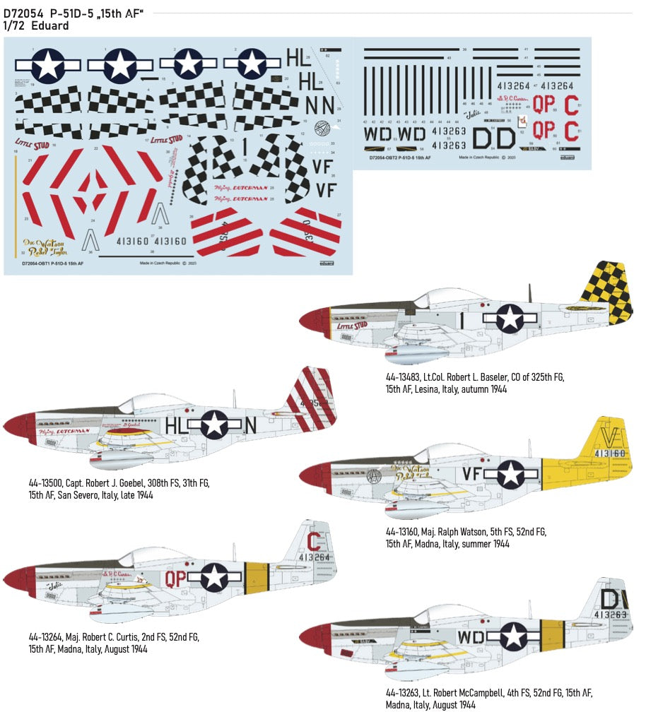 Eduard D72054 1:72 North-American P-51D-5 '15th AF'