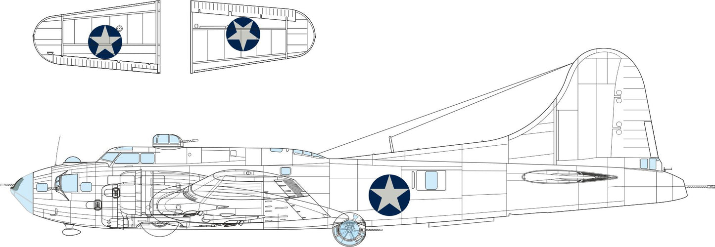 Eduard EX1053 1:48 Boeing B-17F Flying Fortress US national insignia rounded