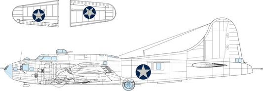 Eduard EX1053 1:48 Boeing B-17F Flying Fortress US national insignia rounded