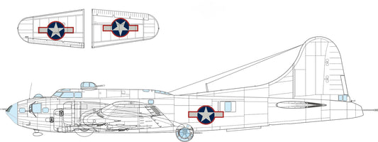 Eduard EX1054 1:48 Boeing B-17F Flying Fortress US national insignia w/ red outline