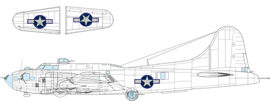 Eduard EX1055 1:48 Boeing B-17F Flying Fortress US national insignia w/ blue outline