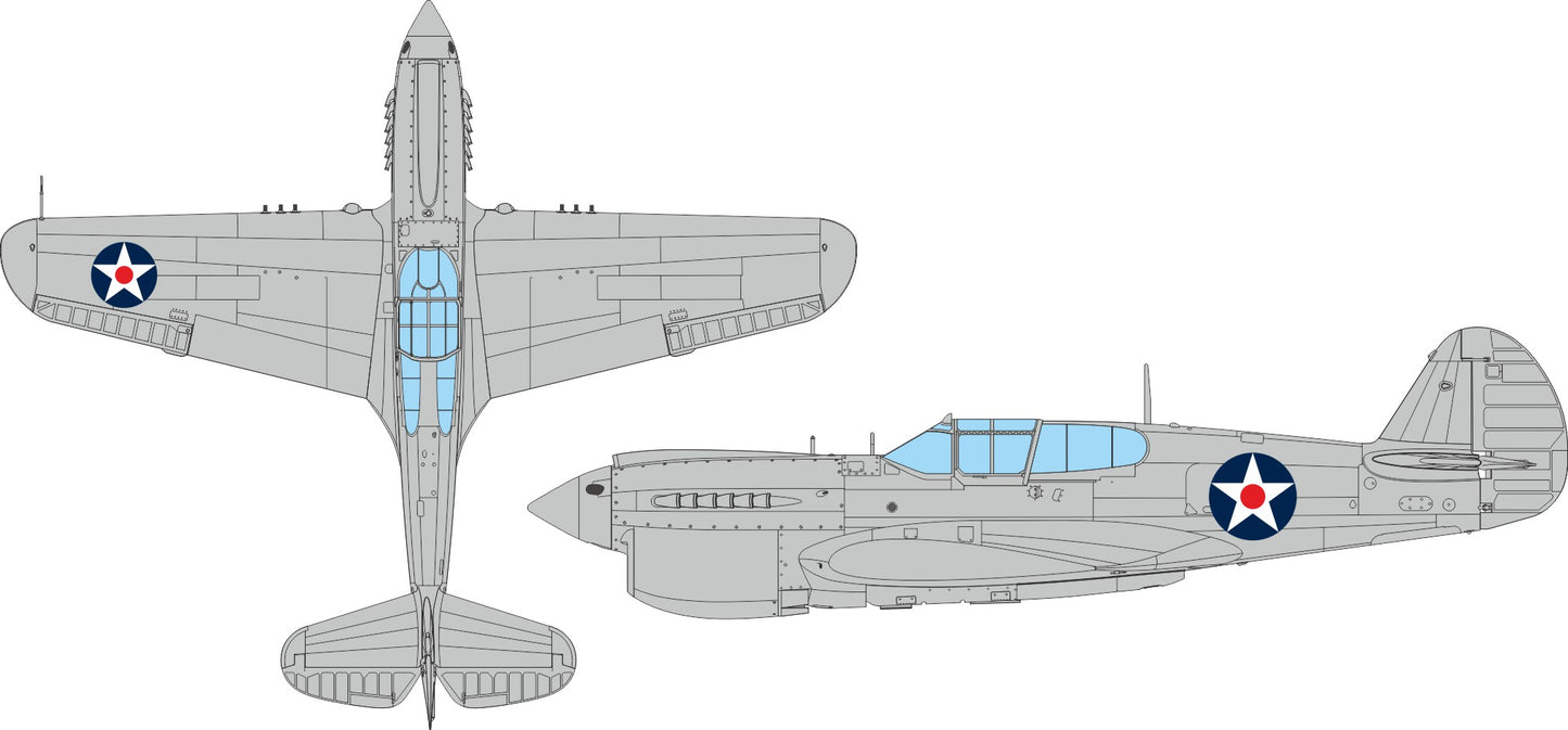 Eduard EDEX1124 1:48 Curtiss P-40E Warhark US national insignia w/ red center