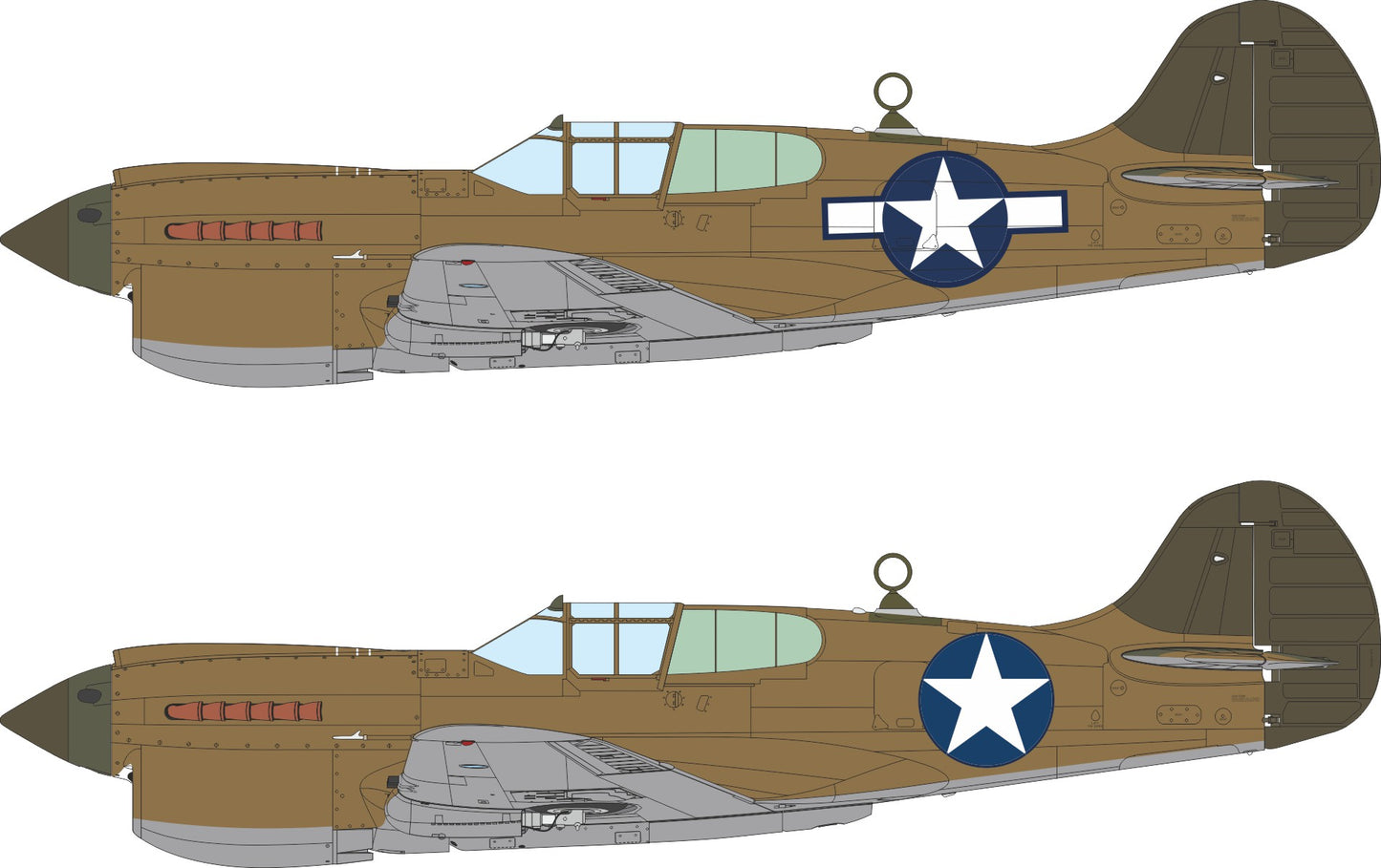 Eduard EX1172 1:48 Curtiss P-40K US national insignia
