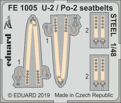 Eduard FE1005 1:48 Polikarpov U-2 / Po-2 seatbelts STEEL to be used with ICM
