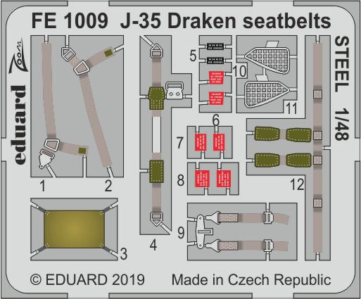 Eduard FE1009 1:48 Saab J-35F Draken seatbelts STEEL
