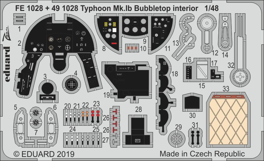 Eduard FE1028 1:48 Hawker Typhoon Mk.Ib Bubbletop Hasegawa and Italeri