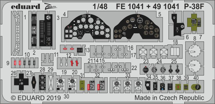 Eduard FE1041 1:48 Lockheed P-38F Lightning instrument panel etc