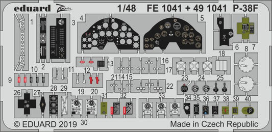 Eduard FE1041 1:48 Lockheed P-38F Lightning instrument panel etc