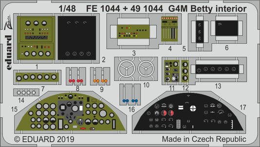 Eduard FE1044 1:48 G4M1 'Betty' interior to be used with Tamiya