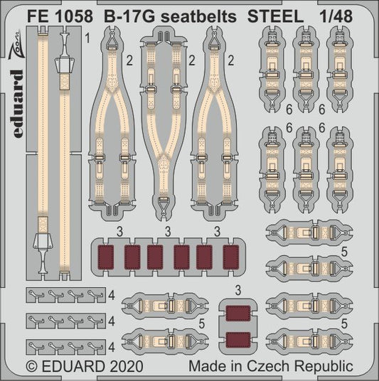 Eduard FE1058 1:48 B-17G Flying Fortress seatbelts STEEL