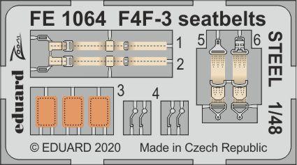 Eduard FE1064 1:48 F4F-3 Hellcat seatbelts STEEL to be used with Hobby Boss