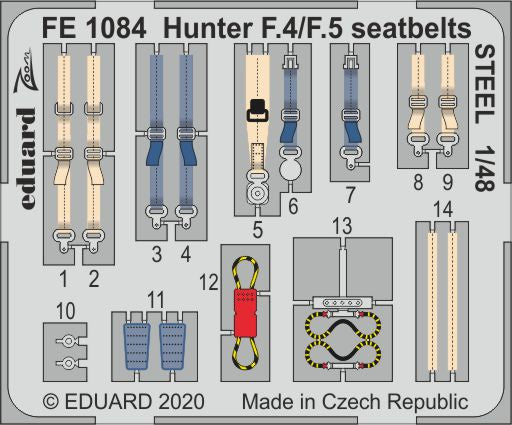 Eduard FE1084 1:48 Hawker Hunter F.4/F.5 seatbelts STEEL