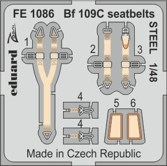 Eduard FE1086 1:48 Messerschmitt Bf-109C seatbelts STEEL