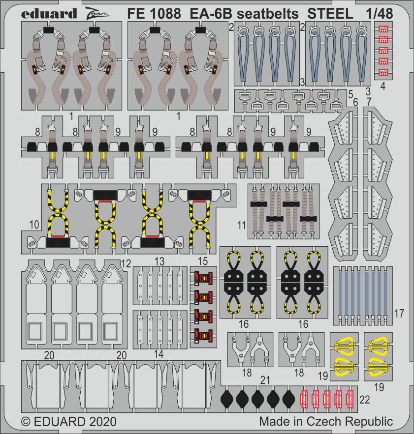 Eduard FE1088 1:48 EA-6B Prowler seatbelts STEEL to be used with Kinetic