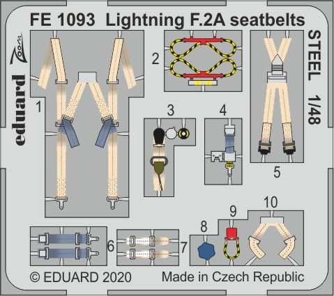 Eduard FE1093 1:48 BAC/EE Lightning F.2A/F.6 seatbelts STEEL