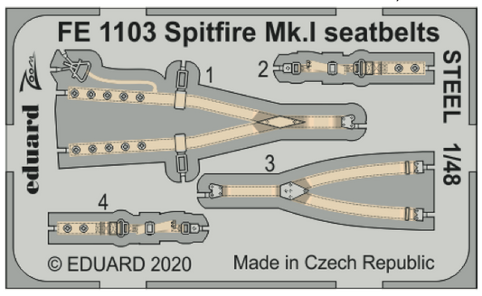 Eduard FE1103 1:48 Supermarine Spitfire Mk.I seatbelts STEEL