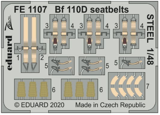 Eduard FE1107 1:48 Messerschmitt Bf-110D seatbelts STEEL
