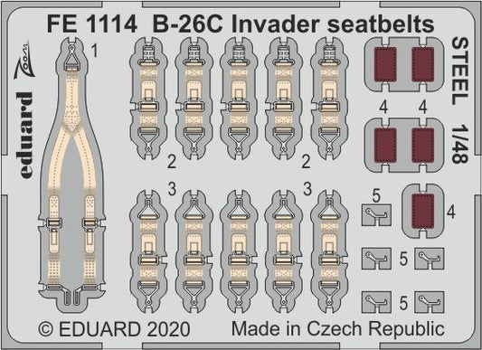 Eduard FE1114 1:48 Douglas B-26C Invader seatbelts STEEL