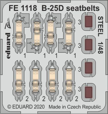Eduard FE1118 1:48 North-American B-25D Mitchell seatbelts STEEL