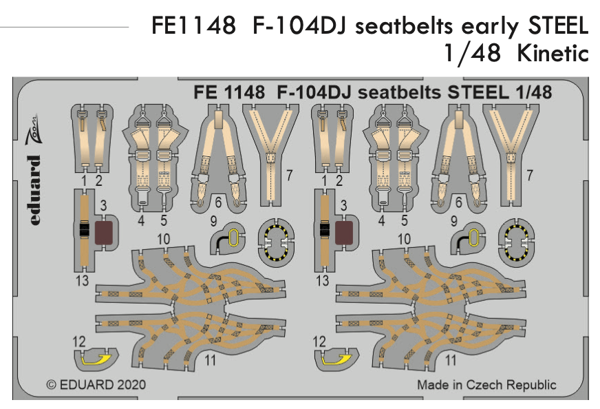 Eduard FE1148 1:48 Lockheed F-104DJ Starfighter seatbelts early STEEL