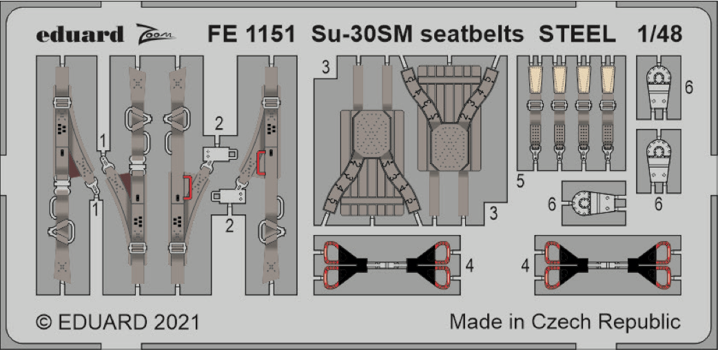Eduard FE1151 1:48 Sukhoi Su-30SM seatbelts STEEL