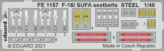 Eduard FE1157 1:48 General-Dynamics F-16I SUFA seatbelts STEEL