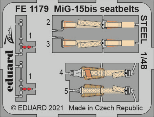 Eduard FE1179 1:48 Mikoyan MiG-15bis seatbelts STEEL