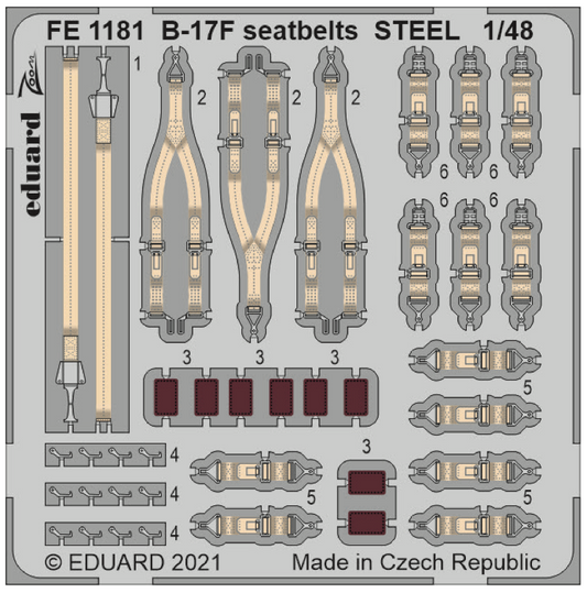 Eduard FE1181 1:48 B-17F Flying Fortress seatbelts STEEL