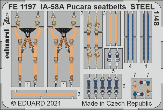 Eduard FE1197 1:48 F.M.A. IA-58A Pucara seatbelts STEEL