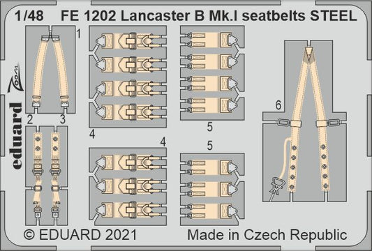 Eduard FE1202 1:48 Avro Lancaster B.I seatbelts STEEL