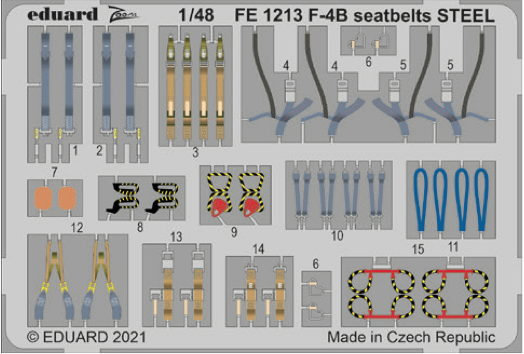Eduard FE1213 1:48 McDonnell F-4B Phantom seatbelts STEEL