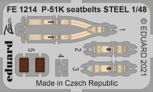 Eduard FE1214 1:48 North-American P-51K Mustang seatbelts STEEL