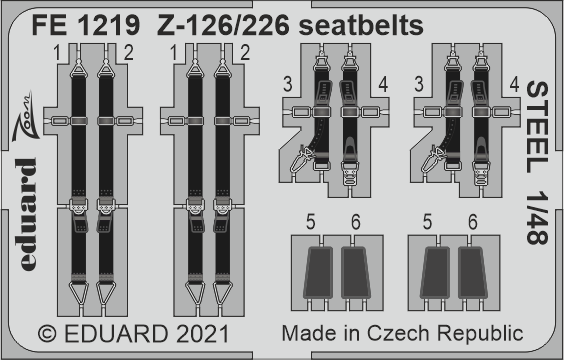 Eduard FE1219 1:48 Zlin Z-126/Z-226 seatbelts STEEL