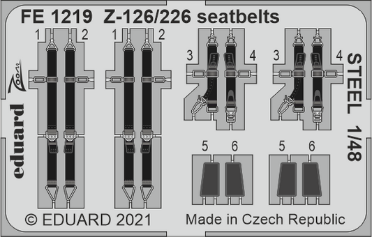 Eduard FE1219 1:48 Zlin Z-126/Z-226 seatbelts STEEL