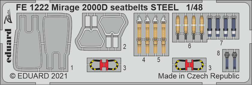 Eduard FE1222 1:48 Dassault Mirage 2000D seatbelts STEEL