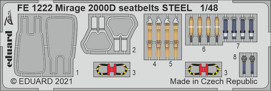 Eduard FE1222 1:48 Dassault Mirage 2000D seatbelts STEEL